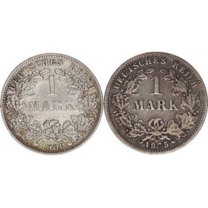 Německo, drobné ražby císařství, 1 Mark 1875 F, 1900 A 2 ks