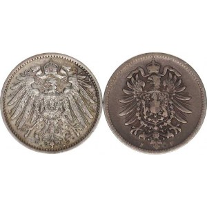 Německo, drobné ražby císařství, 1 Mark 1875 F, 1900 A 2 ks