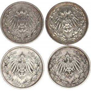 Německo, drobné ražby císařství, 1/2 Mark 1905 E, F, G, 1917 A 4 ks