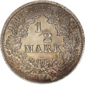 Německo, drobné ražby císařství, 1/2 Mark 1915 A