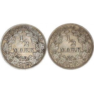 Německo, drobné ražby císařství, 1/2 Mark 1917 A, 1918 A 2 ks