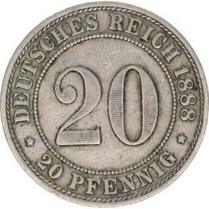 Německo, drobné ražby císařství, 20 Pfennig 1888 A R