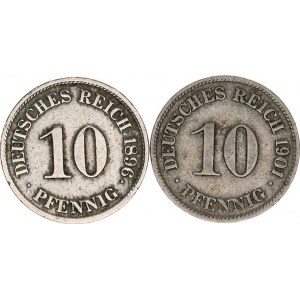 Německo, drobné ražby císařství, 10 Pfennig 1896 J, 1901 D R 2 ks