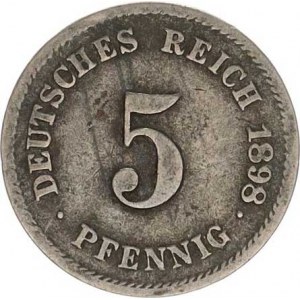 Německo, drobné ražby císařství, 5 Pfennig 1898 G