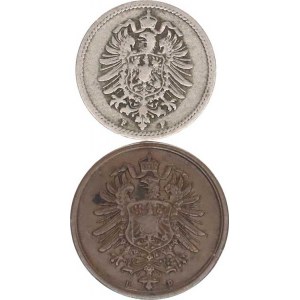 Německo, drobné ražby císařství, 2 Pfennig 1875 D; +5 Pfennig 1876 F 2 ks