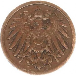 Německo, drobné ražby císařství, 1 Pfennig 1891 J R, patina