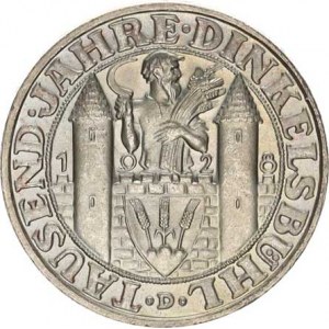 Výmarská republika (1918-1933), 3 RM 1928 D - Dinkelsbühl KM 59 RRR 15,042 g