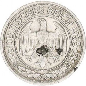 Výmarská republika (1918-1933), 50 Rpf. 1935 D KM 49, tmavý flíček