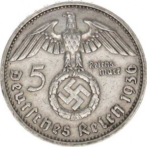 Německo - 3 říše, 1933-1945, 5 RM 1936 A - Hindenburg, svastika, rysky