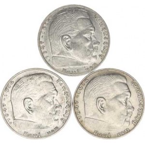 Německo - 3 říše, 1933-1945, 2 RM 1937 A, F, J 3 ks