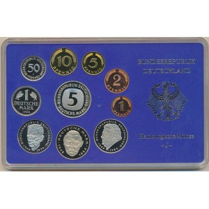 Německo - BRD (1949-), Ročníková sada mincí 1992 minc. J (1, 2, 5, 10, 50 Pf., 1, 5,