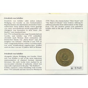 Německo - DDR (1949-1990), 20 M 1972 A - Friedrich v.Schiller KM 40 adjustace jako m