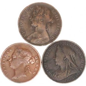 Anglicko, Victoria (1837-1901), 1 cent 1892, 1896; +Straits Settlements - 1 cent 1901 3 ks