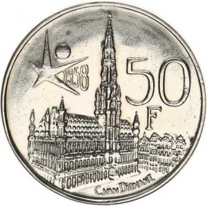 Belgie, Baudouin I. (1951-1993), 50 Francs 1958, DES BELGES - EXPO Brusel KM 150,1 Ag 8