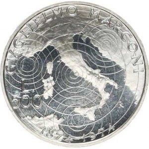 Itálie, 500 Lire 1974 R - Gugliemo Marconi KM 103 Ag 835 11,0