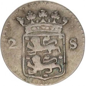 Nizozemí - West Friesland, 2 Stuivers 1786 KM 106; Ver. 75.4 +starý podlož. štítek