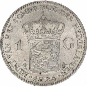 Nizozemí, Wilhelmina I.(1890-1948), 1 Gulden 1924 KM 161 Ag 720 10 g, tém.