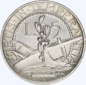 San Marino, 5 Lire 1936 R KM 9 Ag 835 5,00 g, subject.