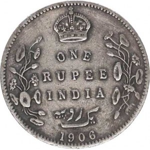 Britská Indie, 1 Rupee 1906 (c), Calcuta KM 508 Ag 917 11,66 g
