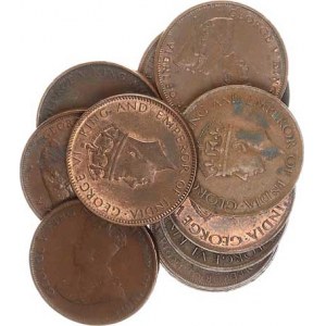 Ceylon, 1 Cent 1908,1920,1912,1922,1923,1925,1926,1928,1929,1937,1942,194