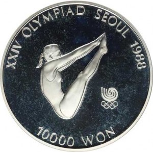 South Korea, 10 000 Won 1987 - OH Seoul, diving KM 57 g Ag 925