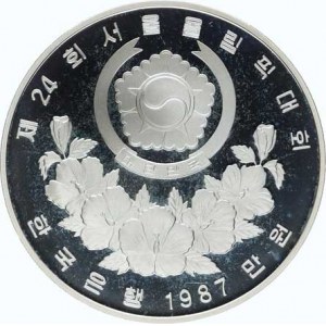 South Korea, 10 000 Won 1987 - OH Seoul, diving KM 57 g Ag 925