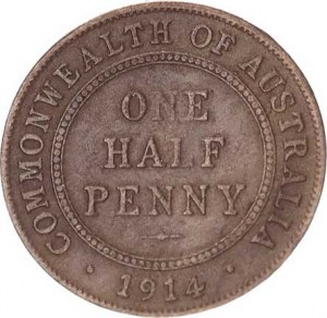 Australia, George V. (1910-1936), 1/2 Penny 1914, London KM 22; Schön 13