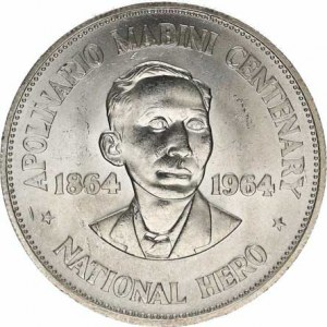 Philippines, 1 Peso 1964 - 100ème Anniversaire naissance de A. Mabini KM 194
