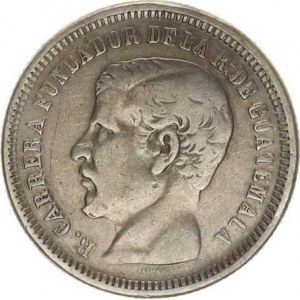 Guatemala, 2 Reales 1866 R . - Rafael Carrera R KM 12