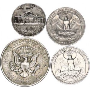 U.S.A., 1/2 Dollar 1971 ; +1/4 Dollar 1966, 1985 P ; +5 Cents 1970 D 4