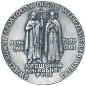 Náboženské medaile, Polsko - 1000. výročí pokřesťanění Rusi 988-1988, postavy Sv. Cyr