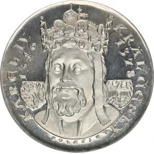Kolářský Zdeněk (1931-), Karel IV. 1346-1378, poprsí Karla z poloprofilu zleva, znaky a op