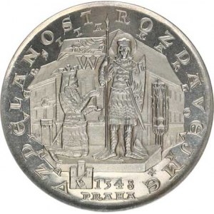 Kolářský Zdeněk (1931-), Karel IV. 1346-1378, poprsí Karla z poloprofilu zleva, znaky a op