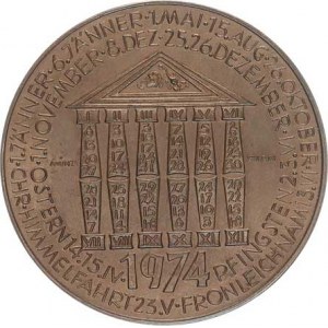 Austria, Vienna - 1974 calendar medal - Standing Mars holding a shield and