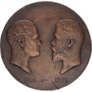 Rusko, Mikuláš I. a Alexandr I., portréty proti sobě s datací 1802-1902