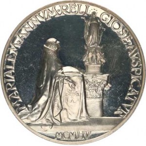 Vatikán - Papežský stát, Pius XII., poprsí zleva, XVI. rok pontifikátu (1954) / Papež kleč