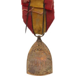 Belgio, medaglia di guerra HERINNERINGS 1914-1918 in bronzo con nastro orig.