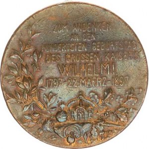 Německo - Prusko, Wilhelm II. - Pamětní medaile 100. výročí narození Wilhelma I. 1