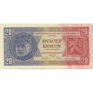 Československo 1918 - 1939, 20 Kč 1926 sér. Hg SPECIMEN - nahoře Hej. 21 c2 S1;