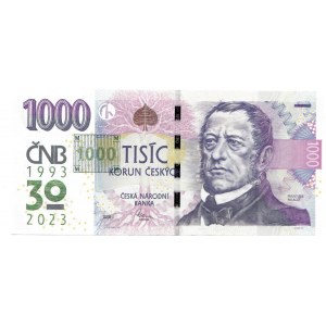 Czech Republic, 1993-, 1000 CZK 2008/2023 sér. R 54 - with imprint 30 years of the CNB