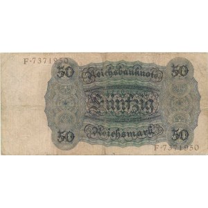 Platné na území ČSR, 50 RM 11.10.1924 sér. F, podtisk D Baj. D5