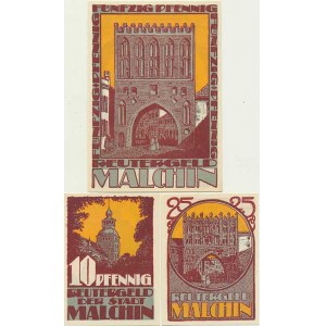 Germany - emergency banknotes, Malchin - 10, 25, 50 Pfennig 1922 3 pcs