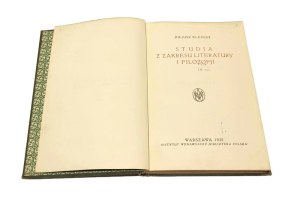 STUDIES IN LITERATURE AND PHILOSOPHY Julius Kleiner [1925].