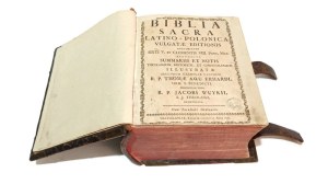 BIBLIA SACRA (Jakub Wujek) [1771] LATINO-POLONICA VULGATE EDITIONIS auctoritate Sixti V. et Clementis VIII pont. max. summarii et notis theologicis.... illustrata secundum exemplar latinum, r. p. Thomae Aqu. Erhardi polonicum vero r. p. Jacobi Wuykii