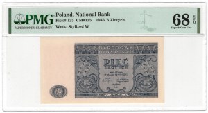 5 złotych 1946 - PMG 68 EPQ TOP POP !!!