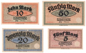 Gorzow Wlkp (Landsberg a.d.Warthe), 5 marek, 10 marek, 20 marek, 50 marek 1918 - sada 4 kusů