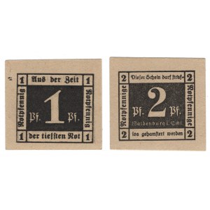 Waldenburg (Waldenburg), 1 fenig, 2 fenigs 1920 - set of 2 pieces