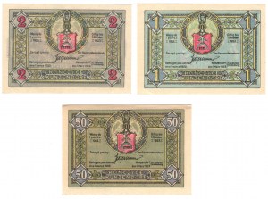 Konce (Kunzendorf), 50 fenig, 1 značka, 2 značky 1922 - sada 3 kusů