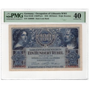 Poznań, 100 rubli 1916 - numeracja 7 cyfrowa