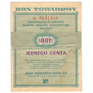 Pewex, Bon Towarowy 1 cent 1960 - Bl - bez klauzuli